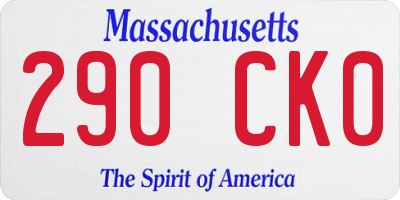 MA license plate 290CK0