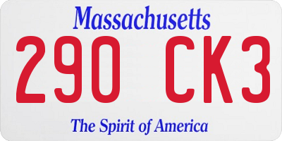 MA license plate 290CK3