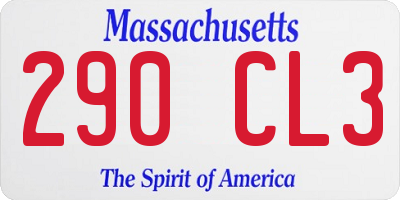 MA license plate 290CL3