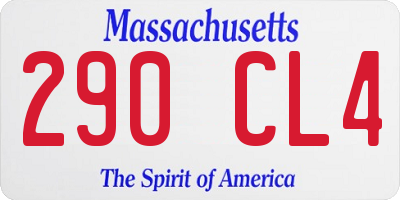 MA license plate 290CL4
