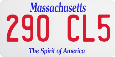 MA license plate 290CL5