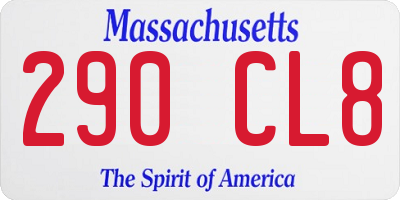 MA license plate 290CL8
