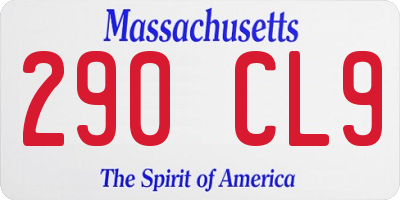 MA license plate 290CL9