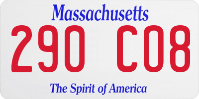 MA license plate 290CO8