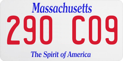 MA license plate 290CO9