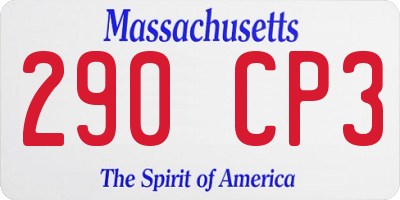 MA license plate 290CP3