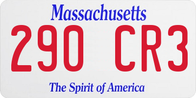 MA license plate 290CR3