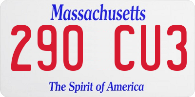 MA license plate 290CU3