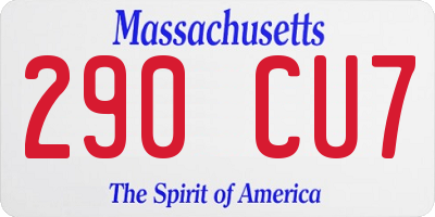 MA license plate 290CU7