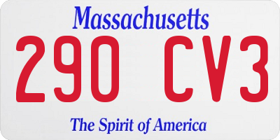 MA license plate 290CV3