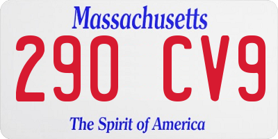 MA license plate 290CV9