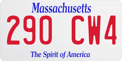 MA license plate 290CW4