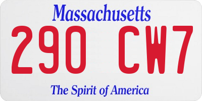MA license plate 290CW7