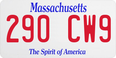 MA license plate 290CW9