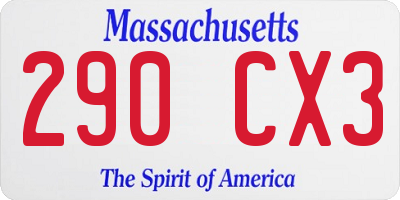 MA license plate 290CX3