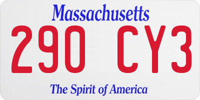 MA license plate 290CY3