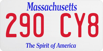 MA license plate 290CY8