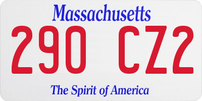 MA license plate 290CZ2