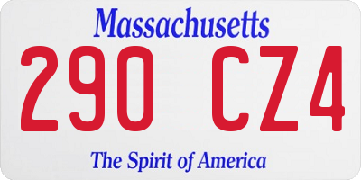 MA license plate 290CZ4