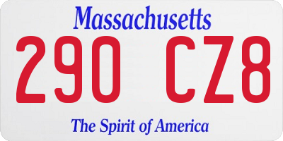 MA license plate 290CZ8