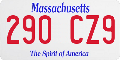 MA license plate 290CZ9