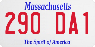 MA license plate 290DA1