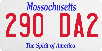 MA license plate 290DA2