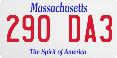 MA license plate 290DA3