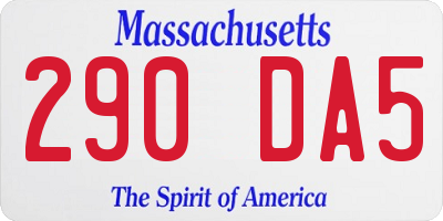 MA license plate 290DA5