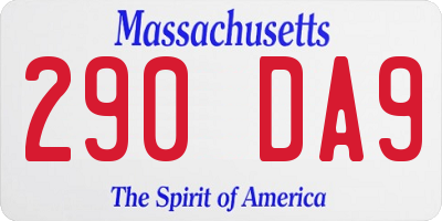 MA license plate 290DA9