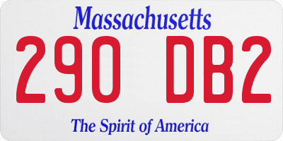 MA license plate 290DB2