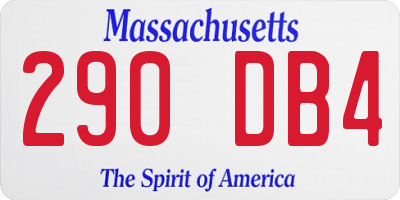 MA license plate 290DB4