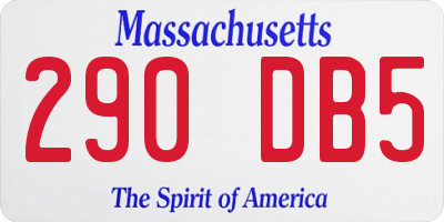 MA license plate 290DB5