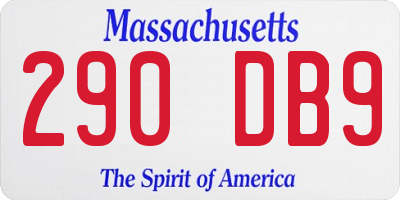 MA license plate 290DB9