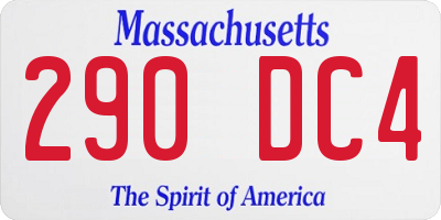 MA license plate 290DC4