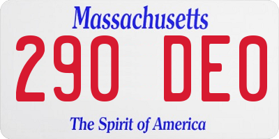 MA license plate 290DE0