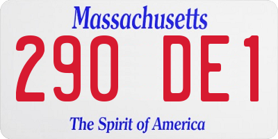 MA license plate 290DE1