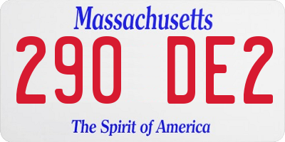 MA license plate 290DE2