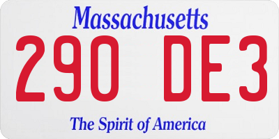 MA license plate 290DE3