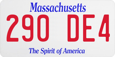 MA license plate 290DE4
