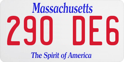 MA license plate 290DE6