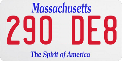 MA license plate 290DE8
