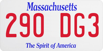 MA license plate 290DG3