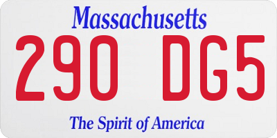 MA license plate 290DG5