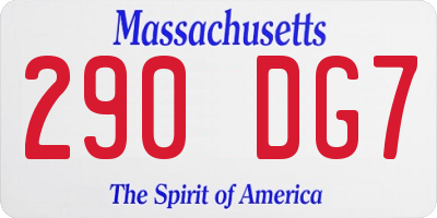 MA license plate 290DG7