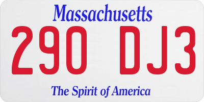 MA license plate 290DJ3
