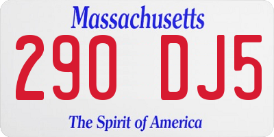 MA license plate 290DJ5