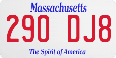MA license plate 290DJ8