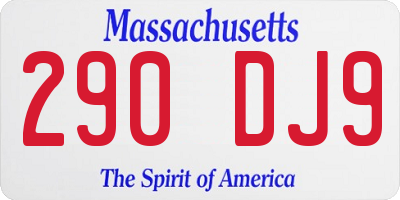 MA license plate 290DJ9