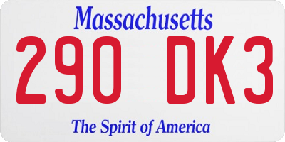 MA license plate 290DK3